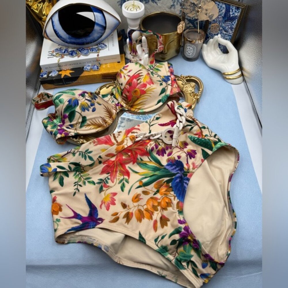 🆕 ZIMMERMANN 🧿NWOT Tropicana Balconette Bikini Top, High Cut Bottom Sz 4 US10 - Picture 12 of 16